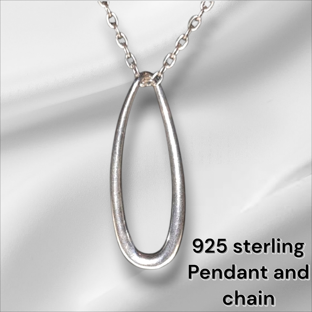 Signed VTG sterling silver pendant signed without bail 925 chain Included